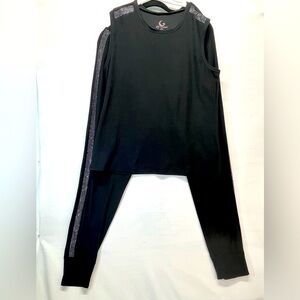 PJ COUTURE PJ’S‎ WOMEN SLEEVELESS PULL ON JOGGER BOTTOMS W/SILVER STUDS BLACK LG